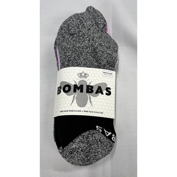 Bombas 3-pk Ankle Socks Size Medium Black Gray Purple NEW - Picture 2 of 5